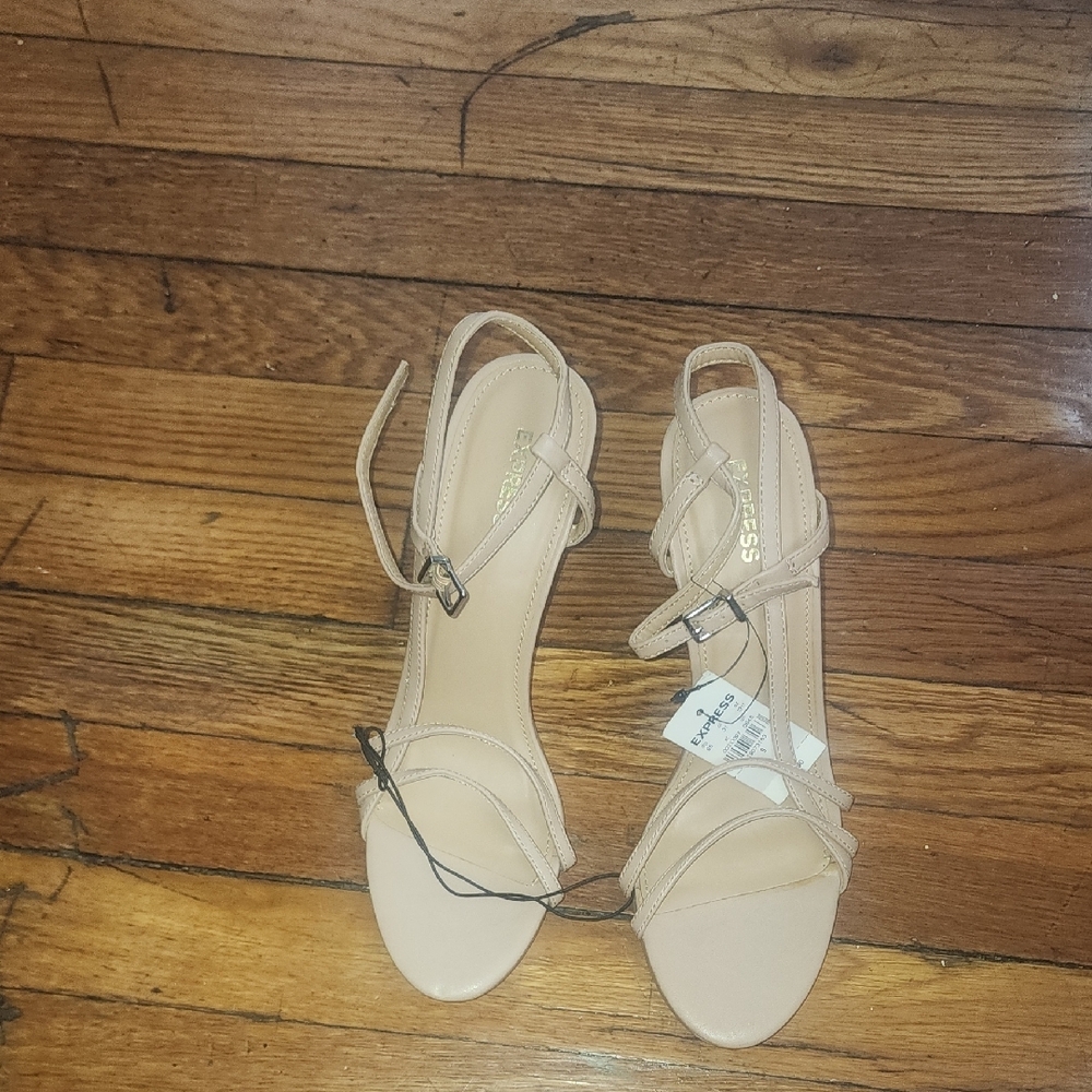 Express Tan Heels Strappy Sandals